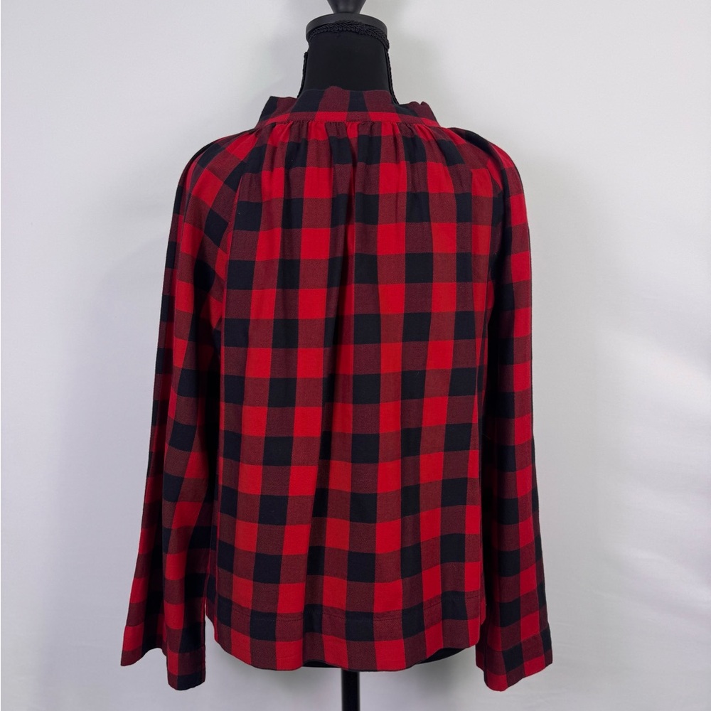 Madewell Red and Black Plaid Bow Blouse - Picture 2 of 8